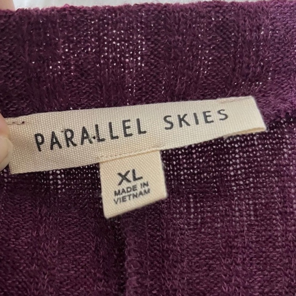 Parallel Skies Womens Burgundy Ribbed V-Neck Button Shoulder Knit Top XL - Picture 3 of 6
